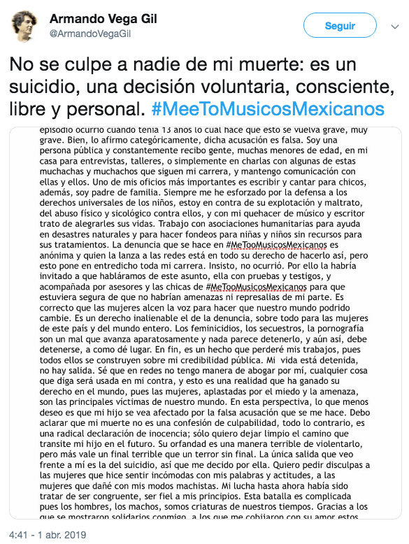 Confirman muerte de Armando Vega Gil
