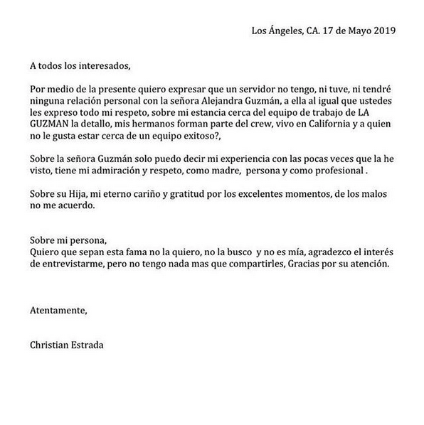 Christian Estrada busca a Alejandra Guzmán porque deudas