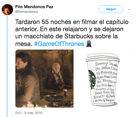 Encuentran vaso de café en el nuevo episodio de Game of Thrones