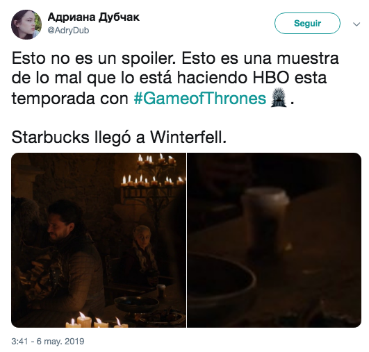 Encuentran vaso de café en el nuevo episodio de Game of Thrones
