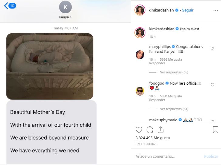 Primera foto del bebé de Kim Kardashian, Psalm West