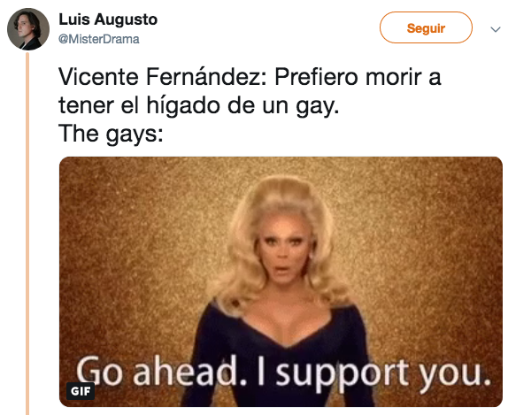 Memes de Vicente Fernández rechazando el hígado gay