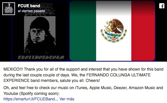 Origen de banda metal Fernando Colunga Ultimate Experience