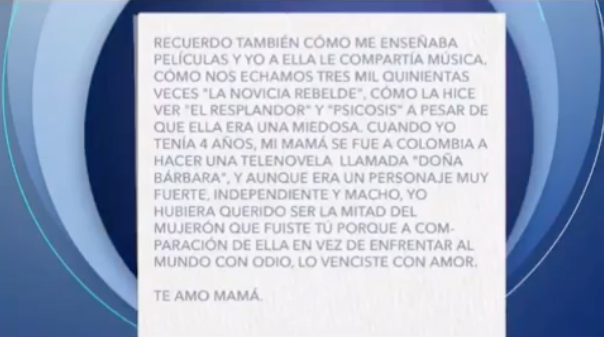 Difunden carta que la hija de Edith González le escribió como despedida
