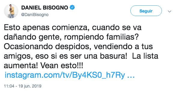 Daniel Bisogno arremete contra Raquel Bigorra