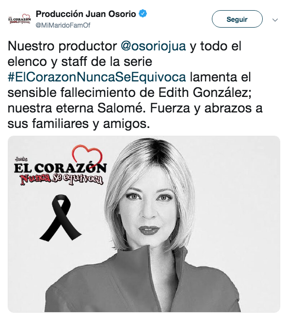 Famosos reaccionan a la muerte de Edith González