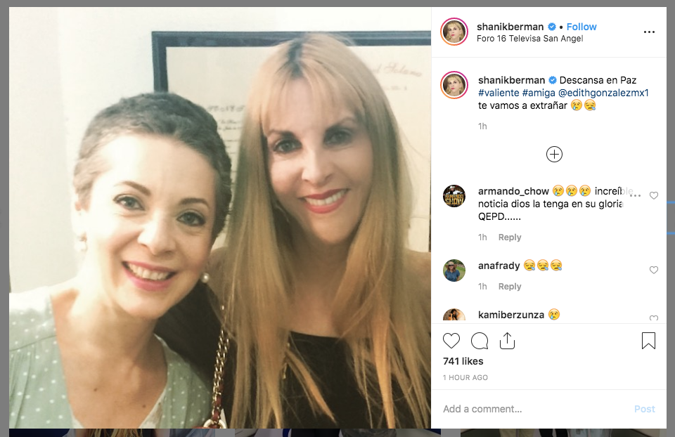 Famosos reaccionan a la muerte de Edith González