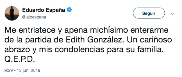 Famosos reaccionan a la muerte de Edith González