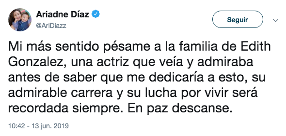 Famosos reaccionan a la muerte de Edith González