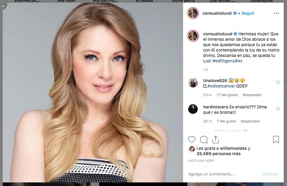 Famosos reaccionan a la muerte de Edith González
