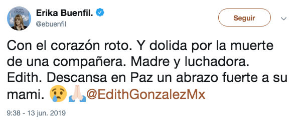 Famosos reaccionan a la muerte de Edith González