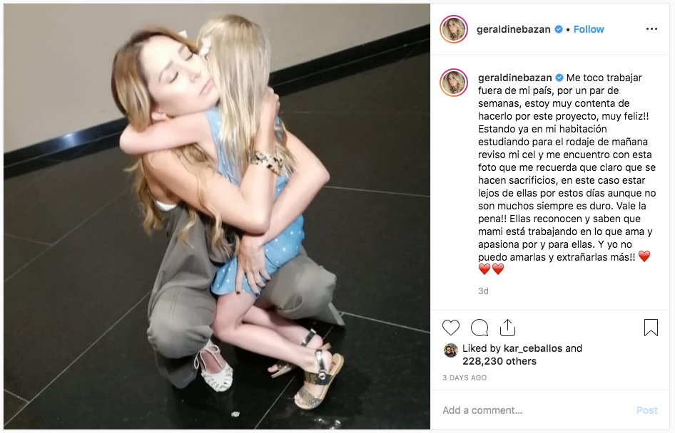 Geraldine Bazán le responde a Gabriel Soto por comentar en sus fotos