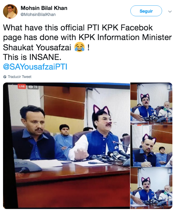 Ministro pakistaní deja filtros de facebook activados durante transmisión oficial