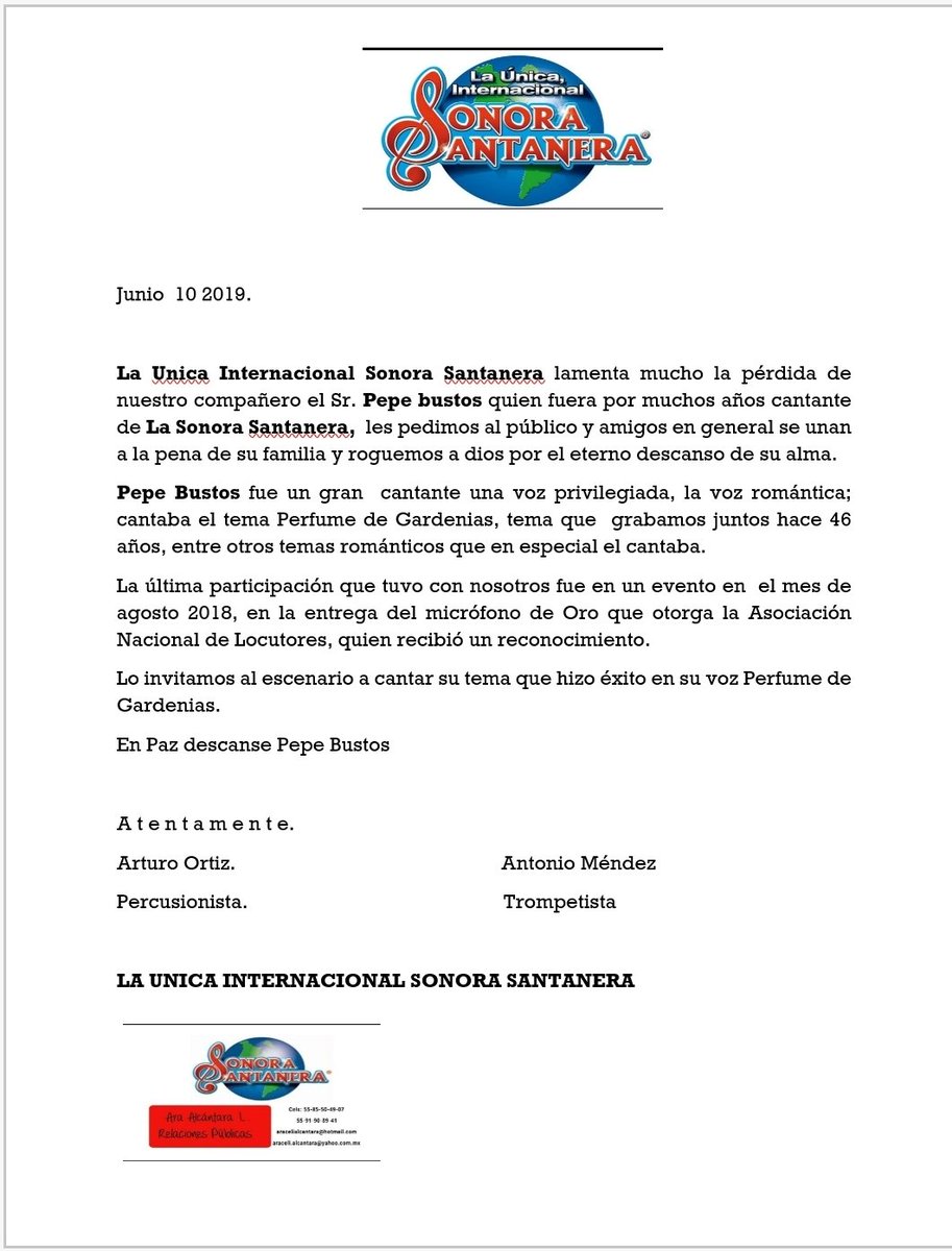Muere Pepe Bustos ex integrante de La Sonora Santanera