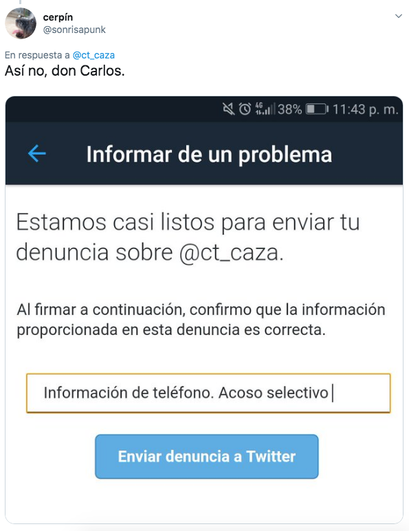 Carlos Trejo publica el número de Alfredo Adame