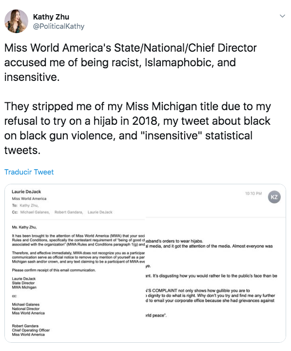 Destronan a reina de belleza de Estados Unidos por comentarios racistas