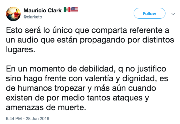 Filtran audio de Mauricio Clark que confirma su recaída en las drogas