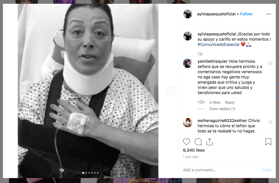 Sylvia Pasquel se disloca el hombro en presentación en vivo