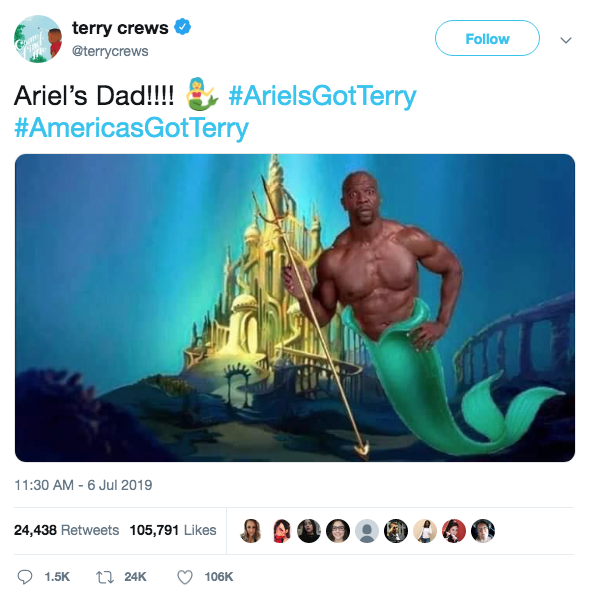 Terry Crews manifiesta su interés por interpretar al papá de Ariel en La Sirenita