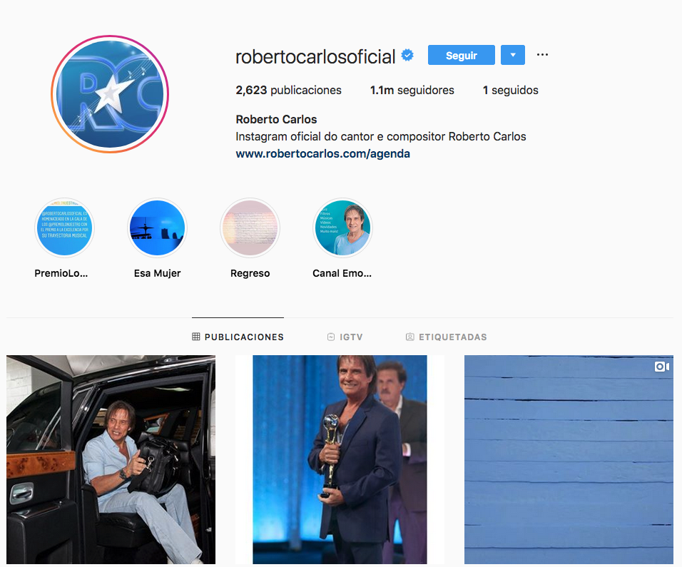 Roberto Carlos alcanza el millón de seguidores en Instagram