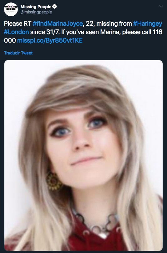 Marina Joyce reportada como desaparecida; reabre caso 2016 