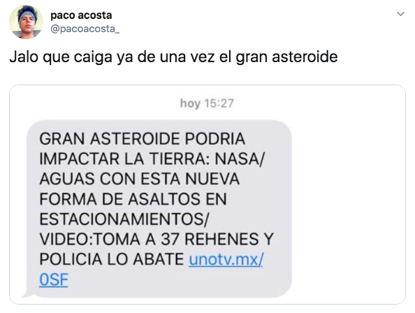 Memes del asteroide "Dios de la muerte" que caerá en 2029