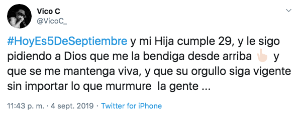 Hoy es 5 de septiembre y vuelven a recordar a la hija de Vico C