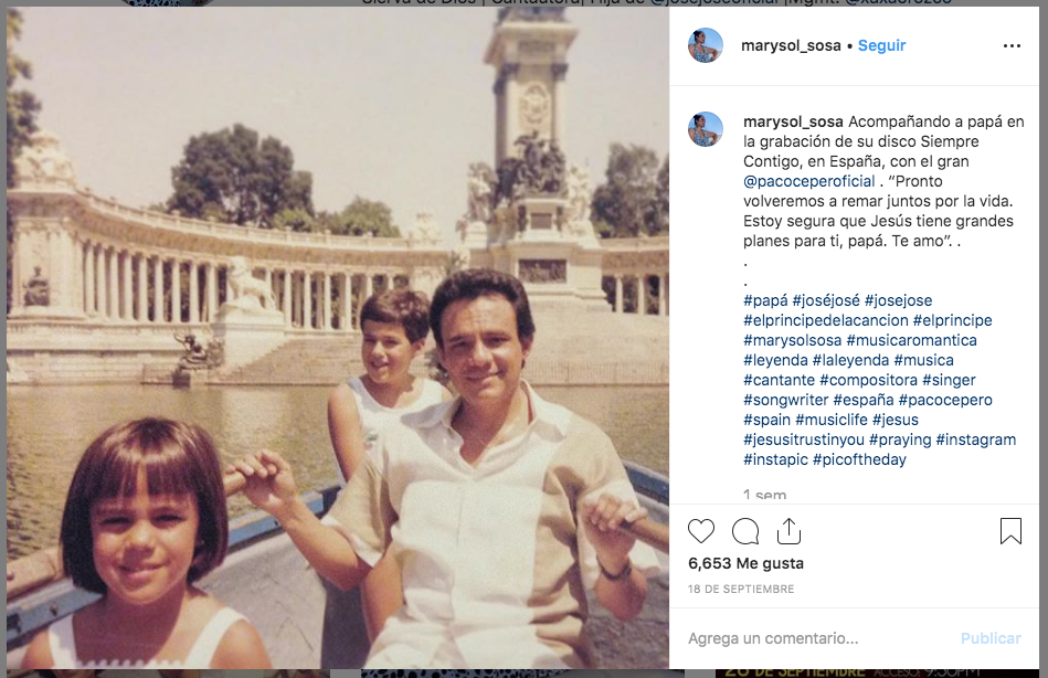 Esta fue la última foto que Marysol Sosa compartió en compañía de José José
