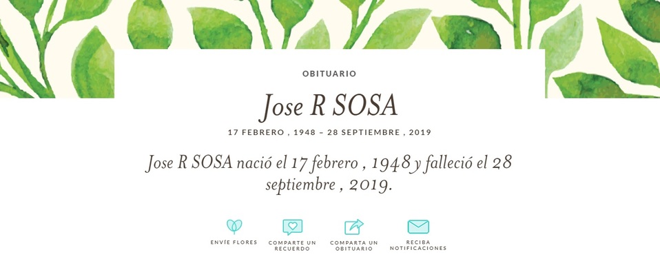 Funeraria publica el obituario de José José