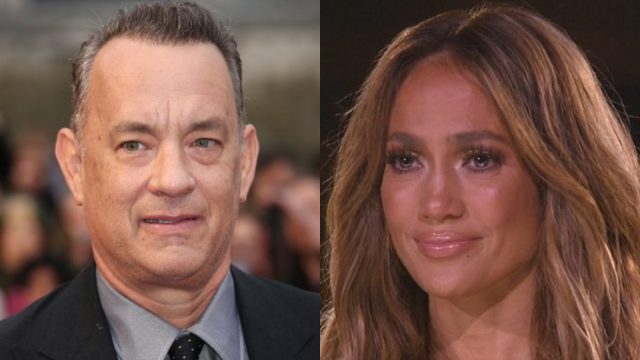 Tom Hanks, Jennifer Lopez, Beso, Mejilla, Tom Hanks Y JLo, Tom Hanks Jennifer Lopez