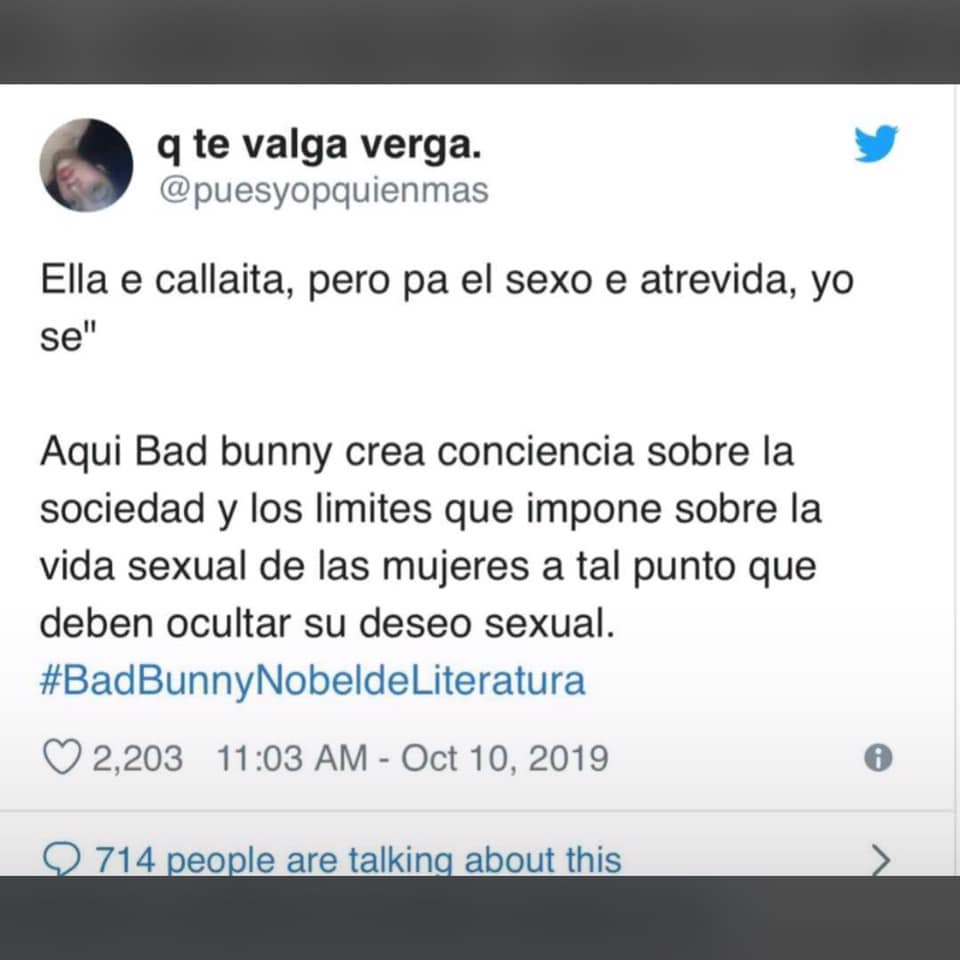 Pruebas de que Bad Bunny merece el Nobel de Literatura