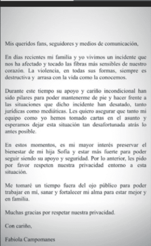 Fabiola Campomanes se retira tras polémica de Jonathan Islas