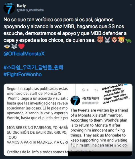 Monbebé defiende en redes a Wonho tras su salida de MONSTA X