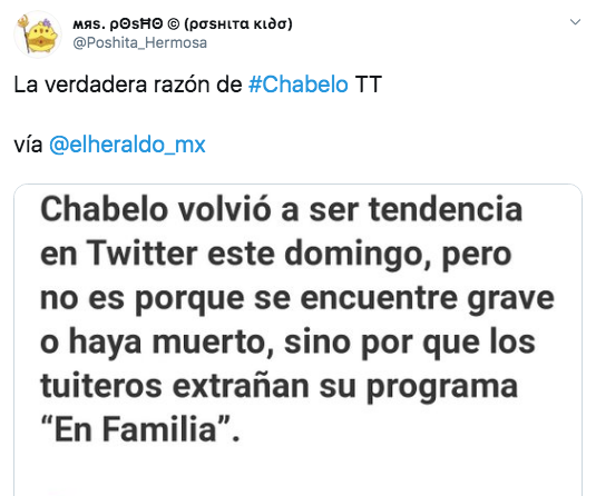 Chabelo vuelve a ser tendencia en Twitter por su programa