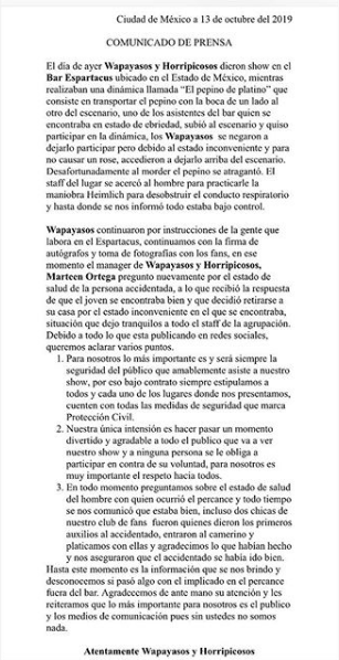 ¿Realmente falleció una persona durante el show de los Wapayasos en el Espartacus?