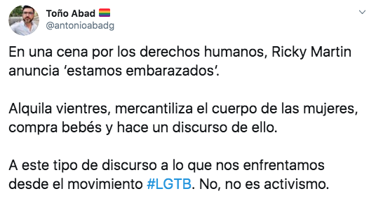 Critican a Ricky Martin y su esposo por decir que están "embarazados"