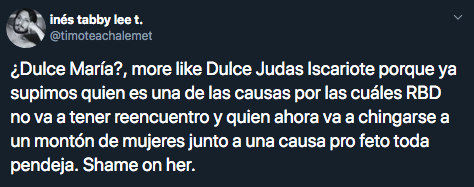 Dulce María se declara provida, se suma a Vida Por Delante
