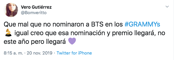 BTS no fue nominado a los Grammy 2020 y el ARMY reacciona