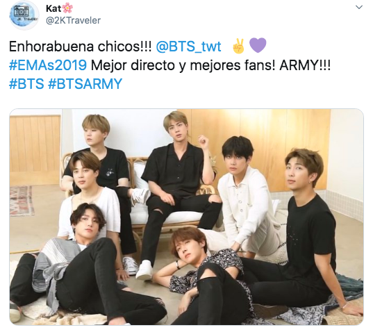 ARMY BTS recibe premio de "Mejores fans" en MTV EMA's