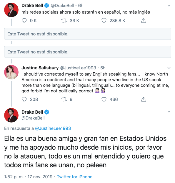Drake Bell solo usarÃ¡ espaÃ±ol en sus redes sociales