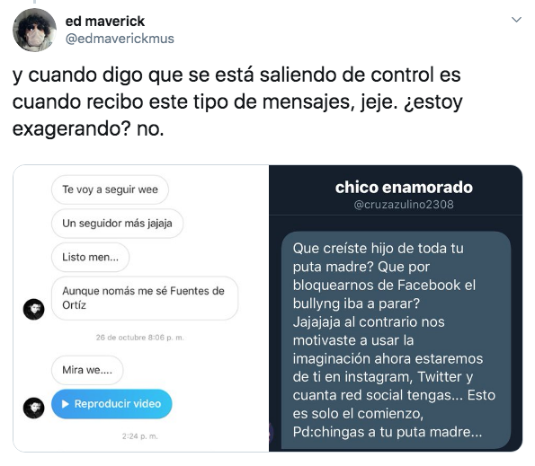 Ed Maverick denuncia ciber acoso