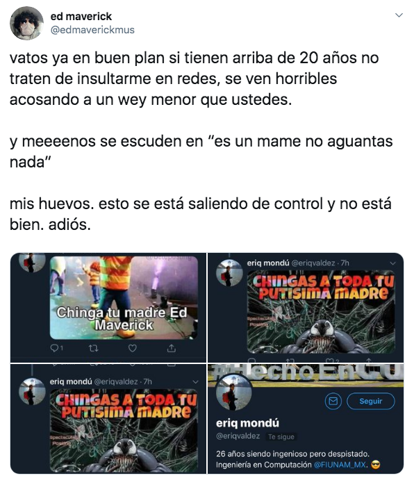 Ed Maverick denuncia ciberacoso en redes sociales