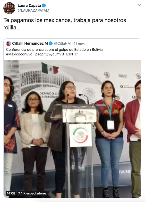 Laura Zapata llama "gorda traicionera" a la senadora Citlali Hernández