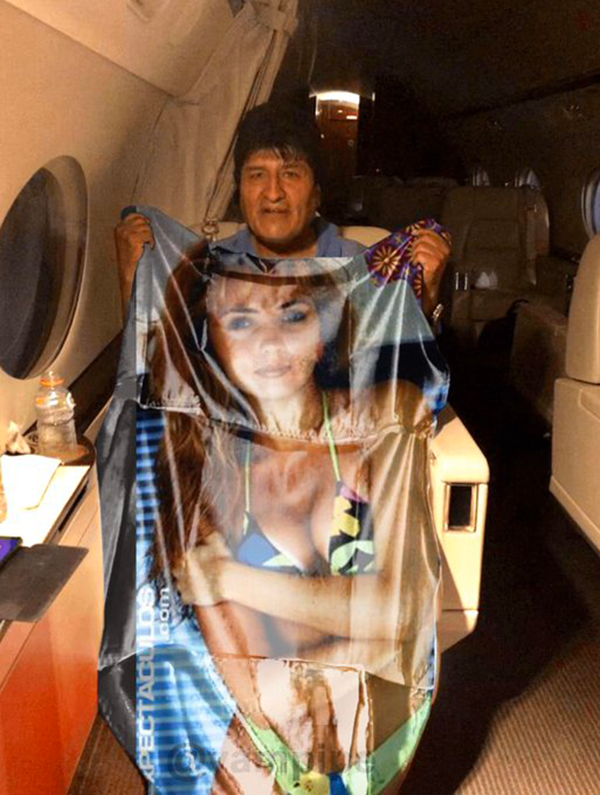 Memes de Evo Morales sosteniendo la bandera de México