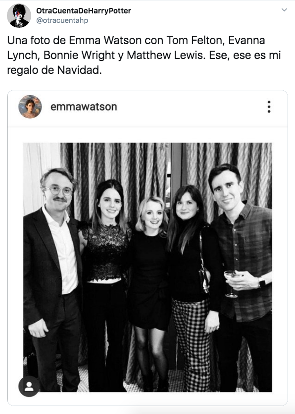 Emma Watson se reúne con elenco de Harry Potter por Navidad