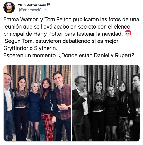 Emma Watson se reúne con elenco de Harry Potter por Navidad