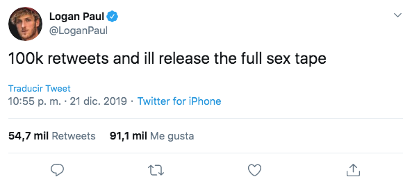 Filtran video íntimo de Logan Paul