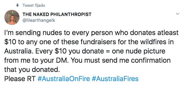 Modelo vende nudes para combatir incendios en Australia
