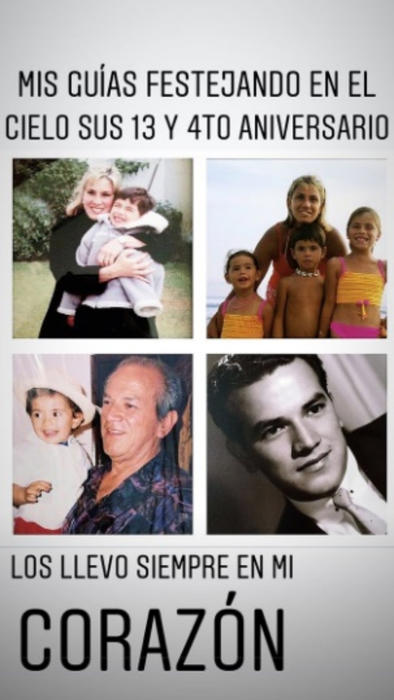 Alejandro, el único varón de la familia Peña-Pretelini, también recordó a su madre con una cariñosa publicación en la sección de historias de Instagram. El joven compartió con sus más de 50,000 seguidores un hermoso collage conformado por algunas imágenes de él cuando era pequeño al lado de Mónica. En las fotografías también aparece Hugo Pretelini, su abuelo materno, quien falleció también un 11 de enero pero del año 2016. "Mis guías festejando en el cielo sus 13 y cuarto aniversario. Los llevo siempre en mi corazón", escribió.