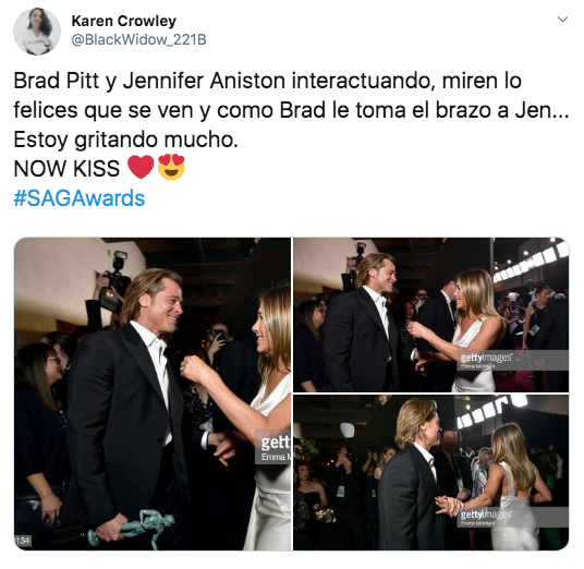 Brad Pitt y Jennifer Aniston se reencuentran en los SAG Awards 2020